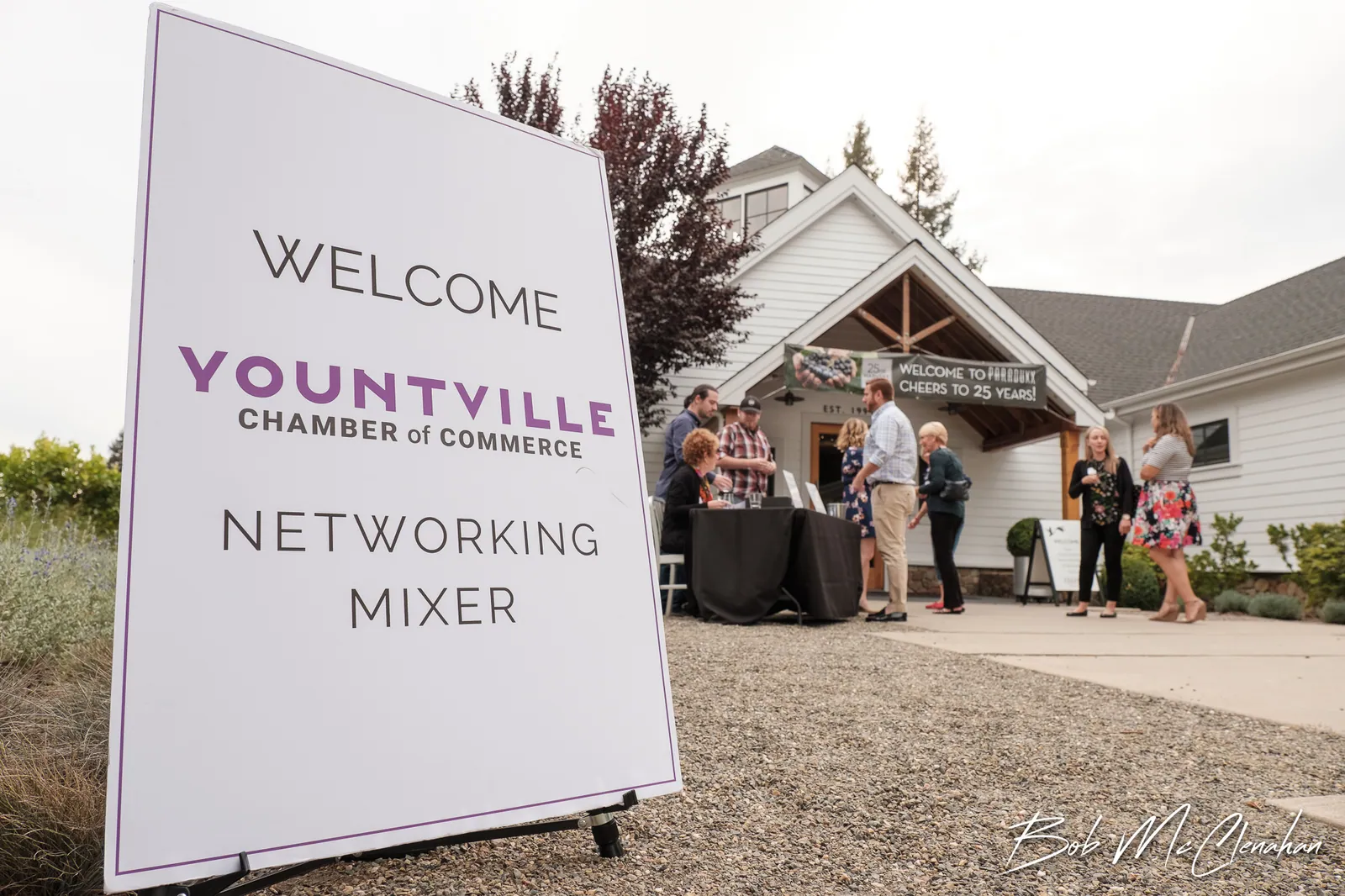 Yountville Chamber networking mixer outside a member business